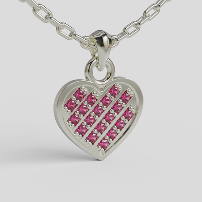 Conjunto Cadena Limada con Colgante Corazón Brillante