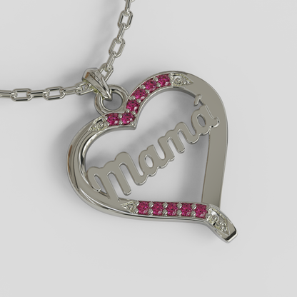 Conjunto Cadena Limada con Colgante Corazón Mamá