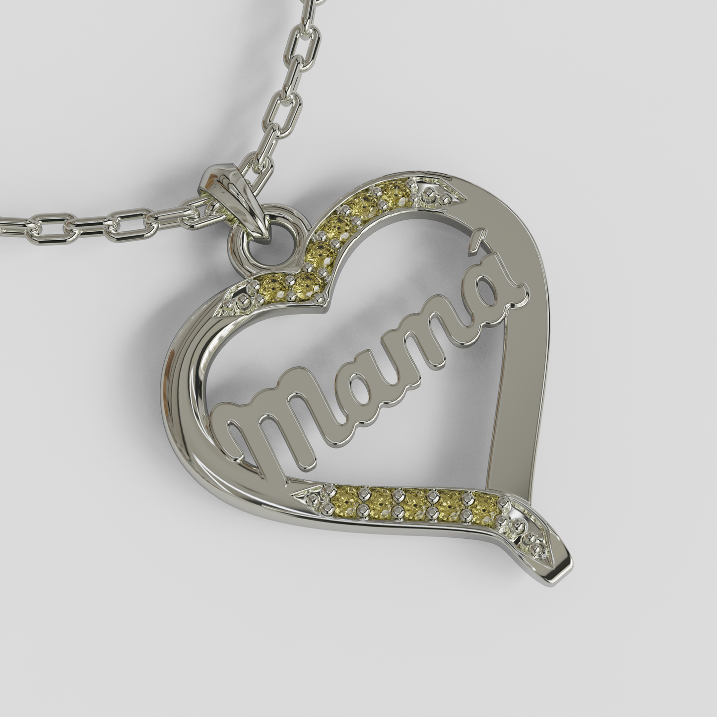 Conjunto Cadena Limada con Colgante Corazón Mamá