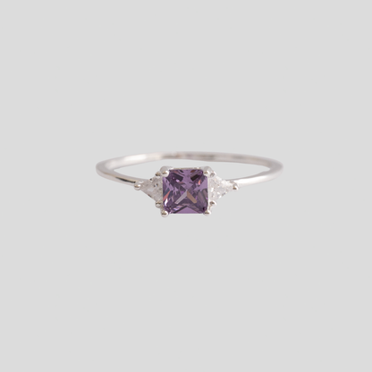 Anillo Plata 925 Piedra Cuadrada