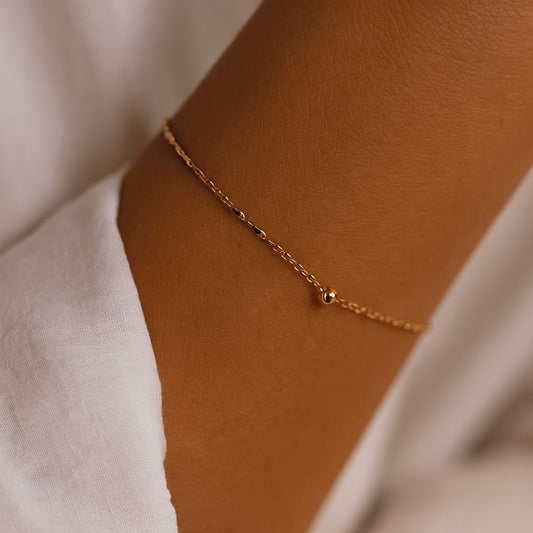 Pulsera Bolitas-Espiral Oro Rosado 18K