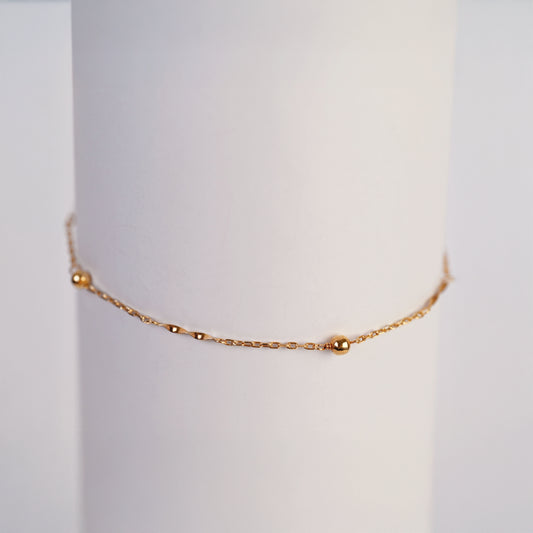 Pulsera Bolitas-Espiral Oro Rosado 18K