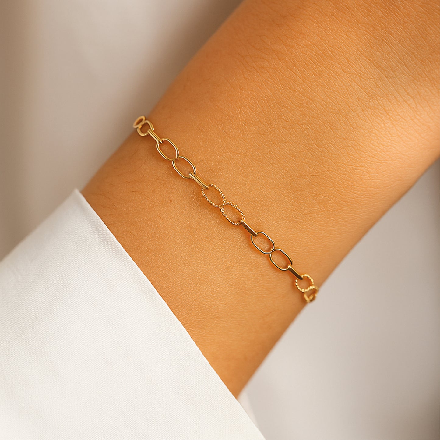 Pulsera Glam Geométrico Oro Rosado 18K