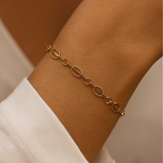 Pulsera Eslabones Rectos Oro Rosado 18K