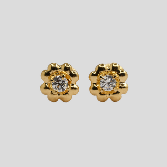 Aros Flor de Trevol pequeño Oro Rosado 18k
