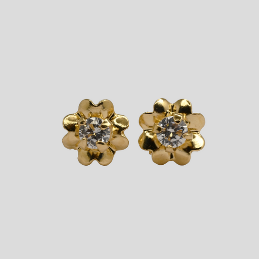 Aros Flor de Trébol Mediano Oro Rosado 18k