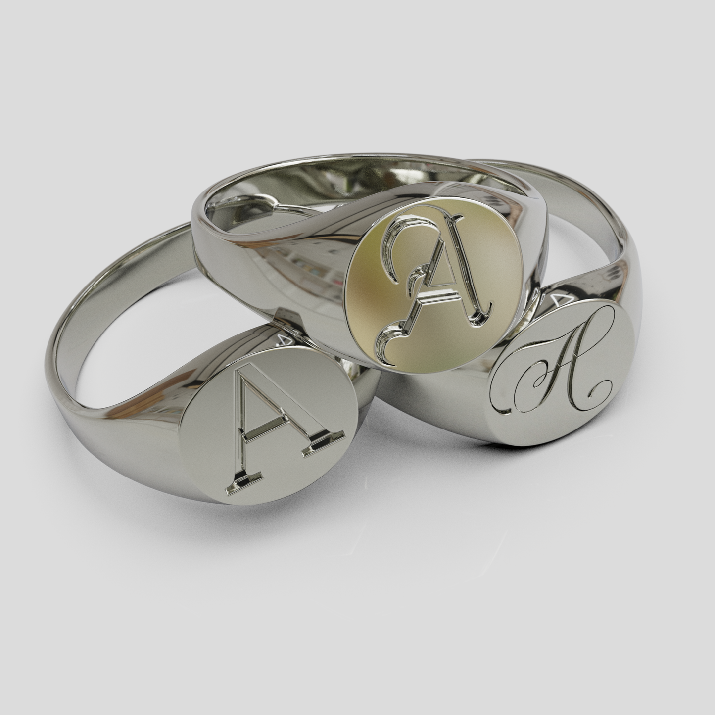 Anillo Sello Redondo Personalizable Plata 950