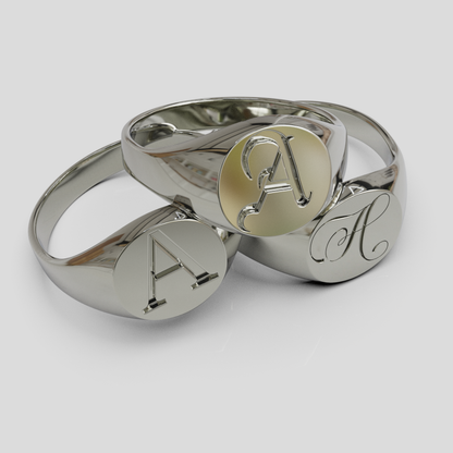 Anillo Sello Redondo Personalizable Plata 950