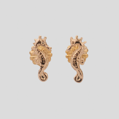 Aros Caballito de Mar Oro Rosado 18K
