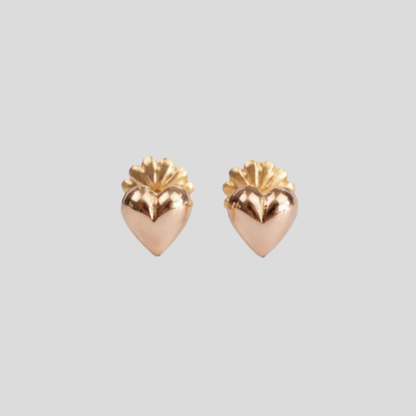 Aros Corazón Pequeño en Oro Rosado 18K