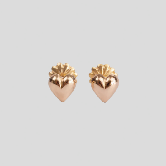 Aros Corazón Pequeño en Oro Rosado 18K