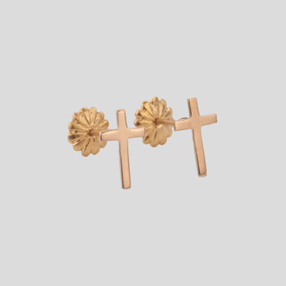 Aros de Cruz Oro Rosado 18K