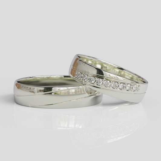 Argollas de Matrimonio Diagonal Plata 950