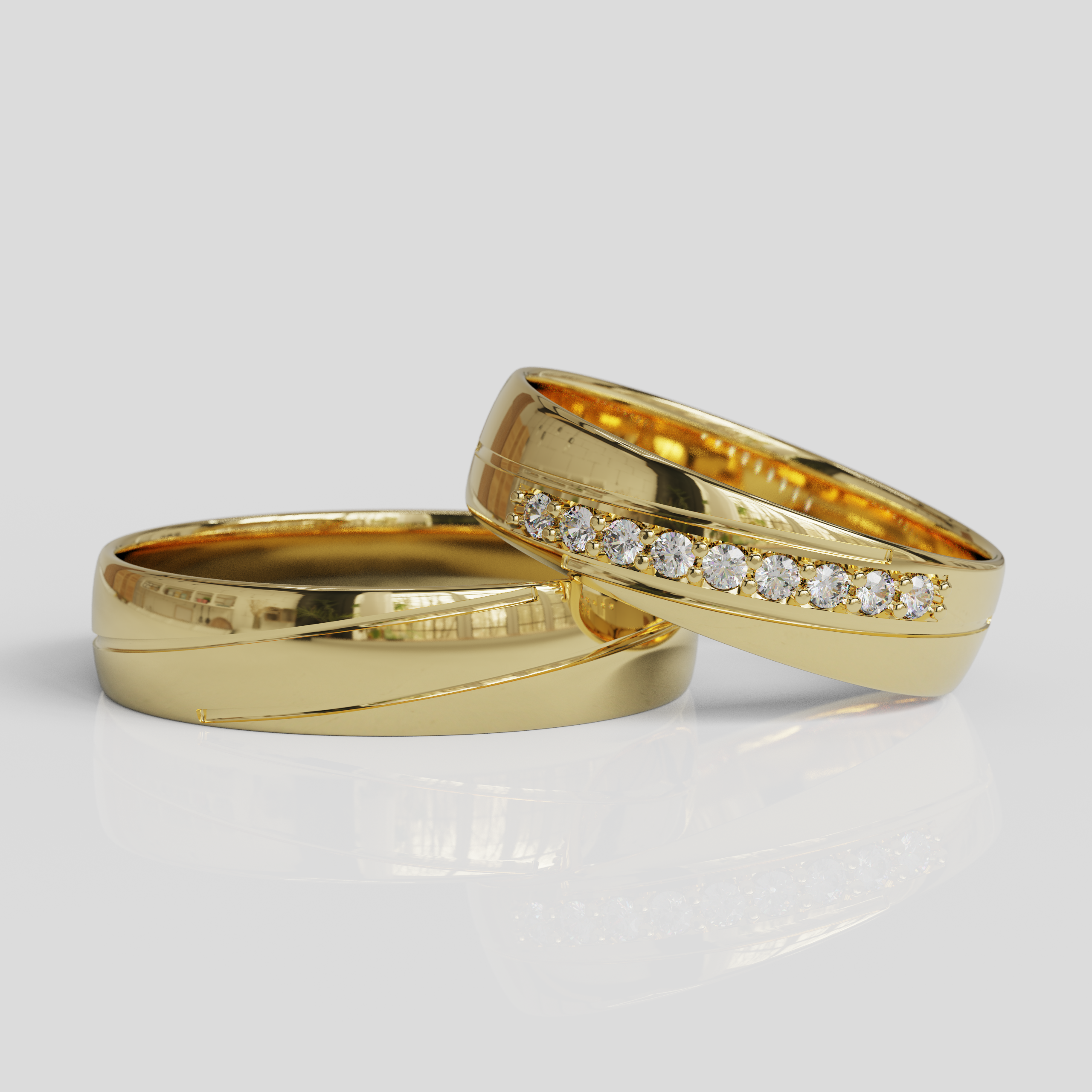 Argollas de Matrimonio Diagonal Oro 18k