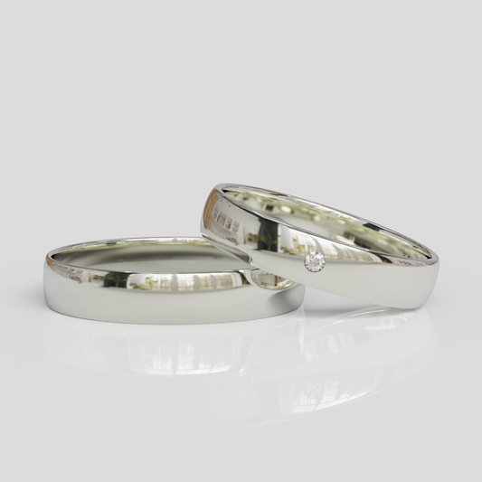 Argollas de Matrimonio Media Caña Destello Plata 950 4mm