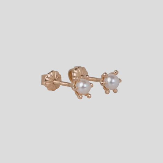 Aros Perla Pistilo Oro 18K