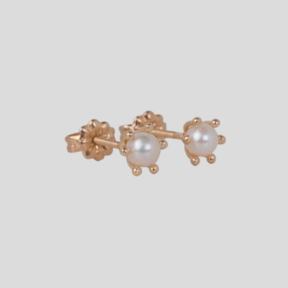 Aros Perla Pistilo Oro 18K