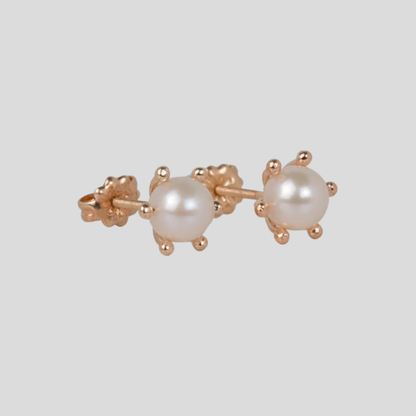 Aros Perla Pistilo Oro 18K