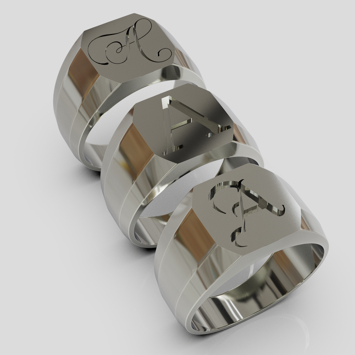 Anillo Sello Cuadrado Personalizable Plata 950