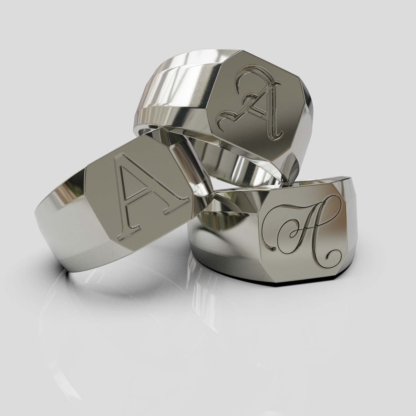 Anillo Sello Cuadrado Personalizable Plata 950